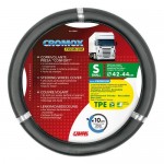 Καλυμμα Τιμονιου Φορτηγου Cromox ΜΑΥΡΟ/ΧΡΩΜΙΟ Οικολογικο Αοσμο (S) 42>44cm