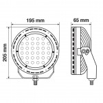 Προβολεας Bextar 10>30V 62 Led 73W 6.500Κ 6080lm Καρφι Με Neon Θεσεως Στρογγυλος (195x205x65 mm) -1ΤΕΜ.