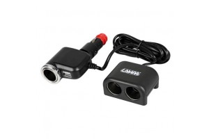 Ανταπτορας Αναπτηρα 3 ΘΕΣΕΩΝ+USB 10A Με Καλωδιο 200cm 12/24V Duo 3in1