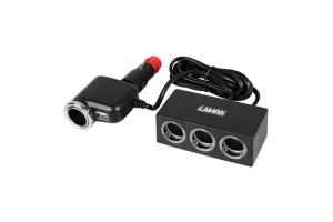 Lampa Φορτιστής Αυτοκινήτου 10A με Θύρες: 1xUSB 3xΑναπτήρα μαζί με Καλώδιο Ενσωματωμένο