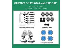 Ambient Light Full Kit Για Mercedes-Benz C-Class W205 15-18 Με 33 Φώτα / 64 Χρώματα