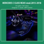 Ambient Light Full Kit Για Mercedes-Benz C-Class W205 15-18 Με 33 Φώτα / 64 Χρώματα