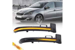 Φλας Καθρέπτη Για Peugeot 308 13-17 Dynamic Led Canbus Μαύρο 2 Τεμάχια