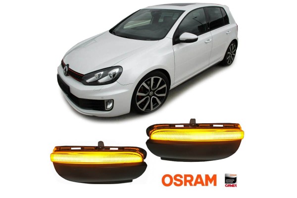 Φλας Καθρέπτη Για Vw Golf 6 Vi 08-12 / Touran 10-15 Osram Dynamic Led Canbus Μαύρο 2 Τεμάχια