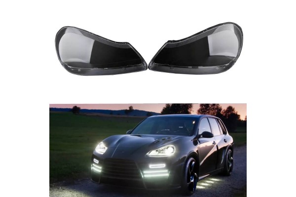 Κρύσταλλα Φαναριών Για Porsche Cayenne 1 957 Facelift 07-10 Clear 2 Τεμάχια