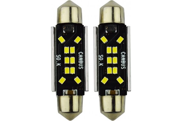 Λάμπες 10 Led Canbus Σωληνωτή 41mm C5W 600485-100452-100287 2 Τεμάχια Λάμπες 10 Led Canbus Σωληνωτή 41mm C5W 600485-100452-100287 2 Τεμάχια