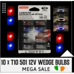 Λάμπες T10 W5W Ψείρες Σε 3 Χρώματα (Μπλε - Κόκκινο - Λευκό) Σετ 10 Τεμάχια Λάμπες T10 W5W Ψείρες Σε 3 Χρώματα (Μπλε - Κόκκινο - Λευκό) Σετ 10 Τεμάχια