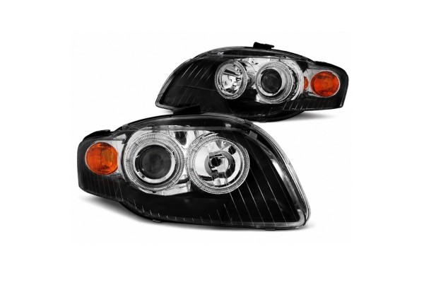 Μπροστινά Φανάρια Set Για Audi A4 B7 04-08 Angel Eyes Black H7/H7 Depo Μπροστινά Φανάρια Set Για Audi A4 B7 04-08 Angel Eyes Black H7/H7 Depo