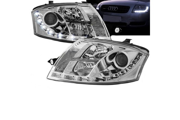 Μπροστινά Φανάρια Set Για Audi Tt 8N 98-05 Drl Χρωμίου H7/H1/H7 Με Μοτέρ Sonar