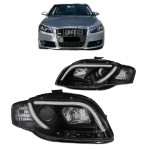 Μπροστινά Φανάρια Set Για Audi A4 B7 04-08 Drl Tube Lights Μαύρα H7/H1 Sonar