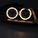 Μπροστινά Φανάρια Set Για Audi A3 8P 03-08 Angel Eyes Μαύρα H7/H7 Με Μοτέρ Depo