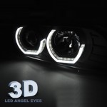 Μπροστινά Φανάρια Set Για Bmw 5 E39 95-03 3D Angel Eyes & Led Φλας Μαύρα H7/H1 Manual Reliable Auto Parts