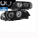 Μπροστινά Φανάρια Set Για Bmw 3 E46 Coupe / Cabrio 99-03 Angel Eyes Μαύρα H7/H7 Με Μοτέρ Eagle Eyes
