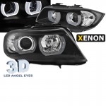 Μπροστινά Φανάρια Set Για Bmw 3 E90 / E91 05-08 U-LED 3D Angel Eyes Μαύρα Xenon D1S/H1 Sonar