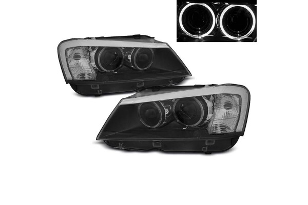 Μπροστινά Φανάρια Set Για Bmw Χ3 F25 10-07.14 Angel Eyes Μαύρα