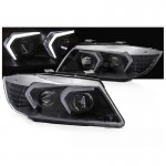 Μπροστινά Φανάρια Set Για Bmw 3 E90 / E91 05-08 G60 Look 3D Drl & Led Φλας Μαύρα H7/H1 Reliable Auto Parts