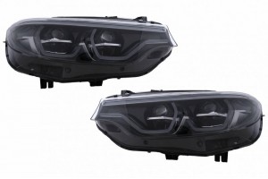 Μπροστινά Φανάρια Set Για Bmw 4 F32 F33 F36 (2013-2019) Conversion Από Hid Σε Led Angel Eyes Μαύρα