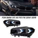 Μπροστινά Φανάρια Set Για Bmw X5 F15 (2013-2018) / X6 F16 (2014-2019) Conversion To G05 / G06 Look Μαύρα Carner