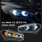 Μπροστινά Φανάρια Set Για Bmw X5 F15 (2013-2018) / X6 F16 (2014-2019) Conversion To G05 / G06 Look Μαύρα Carner
