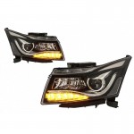 Μπροστινά Φανάρια Set Για Chevrolet Cruze 09-14 Tube Drl & Led Φλας Μαύρα H7/H1 Manual Carner