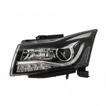 Μπροστινά Φανάρια Set Για Chevrolet Cruze 09-14 Tube Drl & Led Φλας Μαύρα H7/H1 Manual Carner