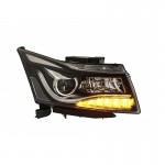 Μπροστινά Φανάρια Set Για Chevrolet Cruze 09-14 Tube Drl & Led Φλας Μαύρα H7/H1 Manual Carner