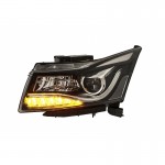 Μπροστινά Φανάρια Set Για Chevrolet Cruze 09-14 Tube Drl & Led Φλας Μαύρα H7/H1 Manual Carner