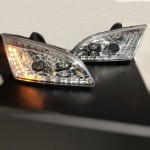 Μπροστινά Φανάρια Set Για Ford Focus 04-08 Drl & Led Φλας Χρωμίου H1/H1 Junyan