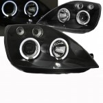 Μπροστινά Φανάρια Set Για Ford Fiesta 02-05 Angel Eyes & Led Μαύρα H1/H1 Manual Sonar
