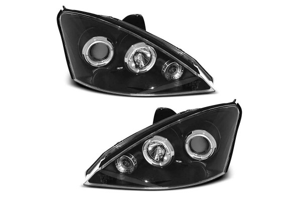 Μπροστινά Φανάρια Set Για Ford Focus 01-04 Angel Eyes Μάυρα H1/H1 Sonar