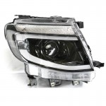 Μπροστινά Φανάρια Set Για Ford Ranger T6 2012-2015 Drl Dynamic Μαύρα Full Led Με Μοτέρ