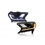 Μπροστινά Φανάρια Set Για Ford Ranger T7 T8 2016-2020 Munstang Look Drl Dynamic Μαύρα Full Led Με Μοτέρ