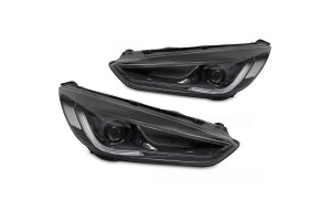 Μπροστινά Φανάρια Set Για Ford Focus MK3 15-18 Tru Drl Led Lights & Dynamic Led Signal Black H7/H7 Χωρίς Μοτέρ Junyan