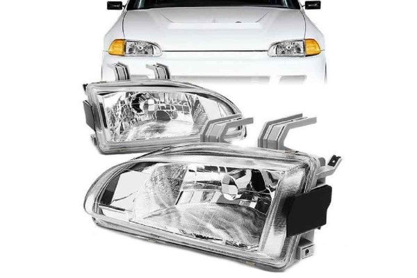 Μπροστινά Φανάρια Set Για Honda Civic 91-95 2D/3D Χρωμίου Clear H4 Manual Reliable Auto Parts