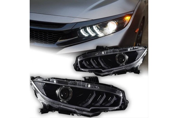 Μπροστινά Φανάρια Set Για Honda Civic FC5 2016-2021 Munstang Look Led Black