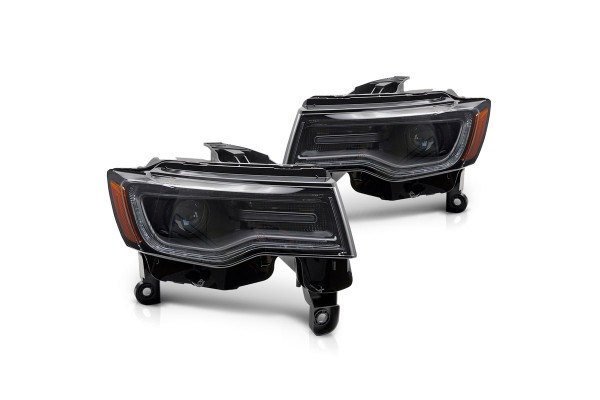 Μπροστινά Φανάρια Set Για Jeep Grand Cherokee 14-21 WΚ2 Drl Led Tube Μαύρα Manual