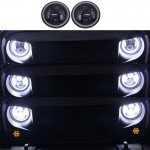 Μπροστινά Φανάρια Set Για Jeep Wrangler 96+ / Mercedes-Benz G-Class W463 / Hummer H1/H2 / Harley-Davidson Led Angel Eyes / Drl Projectors Μαύρα