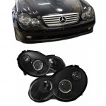 Μπροστινά Φανάρια Set Για Mercedes-Benz CL203 Sportscoupe 00-04 Projectors Μαύρα H7/H7 Με Ρυθμιστή Αέρος Depo