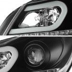 Μπροστινά Φανάρια Set Για Mercedes-Benz C-Class W204 11-14 Drl & Led Φλας Μαύρα H7/H7 Με Μοτέρ Sonar