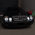 Μπροστινά Φανάρια Set Για Mercedes-Benz Clk W208 97-02 Ccfl Angel Eyes Μαύρα H7/H1 Με Ρύθμιση Αέρος Sonar