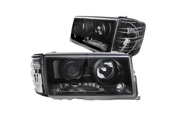 Μπροστινά Φανάρια Set Για Mercedes-Benz 190E/D W201 82-93 Projectors Μαύρα H7/H1/H1 Με Ρυθμιστή Αέρος Eagle Eyes