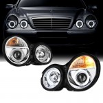 Μπροστινά Φανάρια Set Για Mercedes-Benz E-Class W210 99-02 Angel Eyes Χρωμίου H7/H1 Manual Sonar