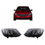 Μπροστινά Φανάρια Set Για Mercedes-Benz C-Class W205 14-18 Halogen Upgrade Σε Full Led Drl Μαύρα Με Μοτέρ Carner