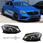 Μπροστινά Φανάρια Set Για Mercedes-Benz A-Class W176 12-18 Xenon Upgrade Σε Facelift Look Μαύρα Full Led Drl Με Μοτέρ Carner