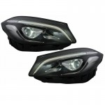 Μπροστινά Φανάρια Set Για Mercedes-Benz A-Class W176 12-18 Xenon Upgrade Σε Facelift Look Μαύρα Full Led Drl Με Μοτέρ Carner