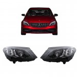 Μπροστινά Φανάρια Set Για Mercedes-Benz C-Class W205 14-18 Drl Full Led Multibeam Upgrade Από Αλογόνου Μαύρα Με Μοτέρ Carner