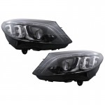 Μπροστινά Φανάρια Set Για Mercedes-Benz C-Class W205 14-18 Drl Full Led Multibeam Upgrade Από Αλογόνου Μαύρα Με Μοτέρ Carner