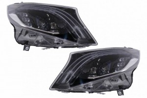 Μπροστινά Φανάρια Set Για Mercedes-Benz Vito W447 14-20 Maybach Look Drl Led Tube Μαύρα Μπροστινά Φανάρια Set Για Mercedes-Benz Vito W447 14-20 Maybach Look Drl Led Tube Μαύρα