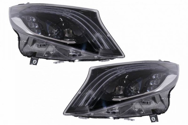 Μπροστινά Φανάρια Set Για Mercedes-Benz Vito W447 14-20 Maybach Look Drl Led Tube Μαύρα