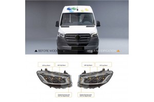Μπροστινά Φανάρια Set Για Mercedes-Benz Sprinter W907 2018-2023Μαύρα Full Led Carner